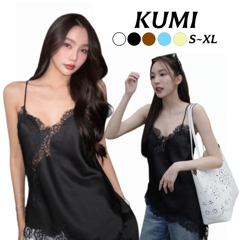 KUMI พร้อมส่ง💄เสื้อ ชุดชั้นในผู้หญิง💄เสื้อสายเดี่ยวสไตล์ยุโรป-อเมริกัน ผ้านิ่มมาก เซ็กซี่ แฟชั่น ลายลูกไม้สวยงาม
