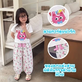 ชุดเด็กผู้หญิงสไตล์เกาหลี โดดเด่นด้วยลายการ์ตูนน่ารักและการตกแต่งแบบสามมิติ เนื้อผ้านุ่ม สวมใส่สบาย และระบายอากาศได้ดี