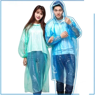 เสื้อกันฝนผู้ใหญ่ เนื้อหนา มีหมวก แขนจั๊ม คละสี ยกโหล 12 ตัว