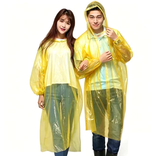 เสื้อกันฝนผู้ใหญ่ เนื้อหนา มีหมวก แขนจั๊ม คละสี ยกโหล 12 ตัว