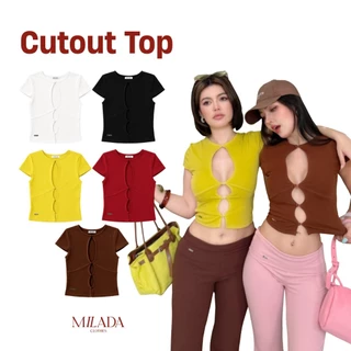 Cutout top เสื้อยืดเว้าหน้า (4029)
