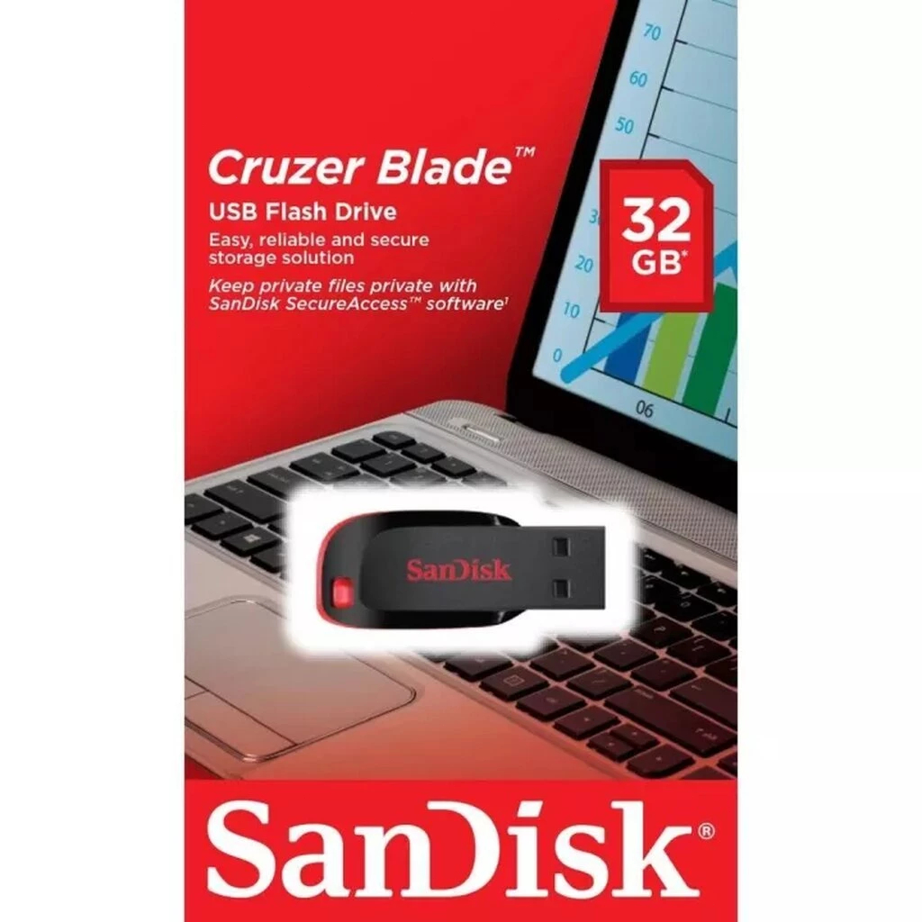 SANDISK FLASH DRIVE CRUZER BLADE 32GB-128GB BLACK USB 2.0 (SDCZ50_032G_B35)
