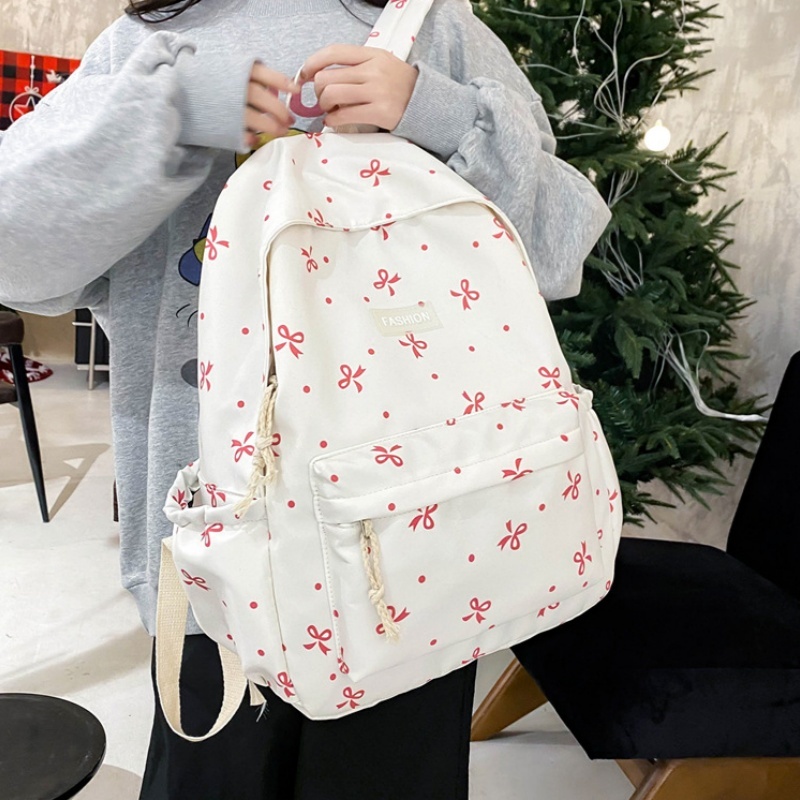 กระเป๋าเป้นักเรียนหญิง ญี่ปุ่นอินส์ สไตล์สาวน้อย ลายดอกไม้เล็ก กระเป๋าเป้าพิมพ์ลาย สำหรับนักเรียนหญิง