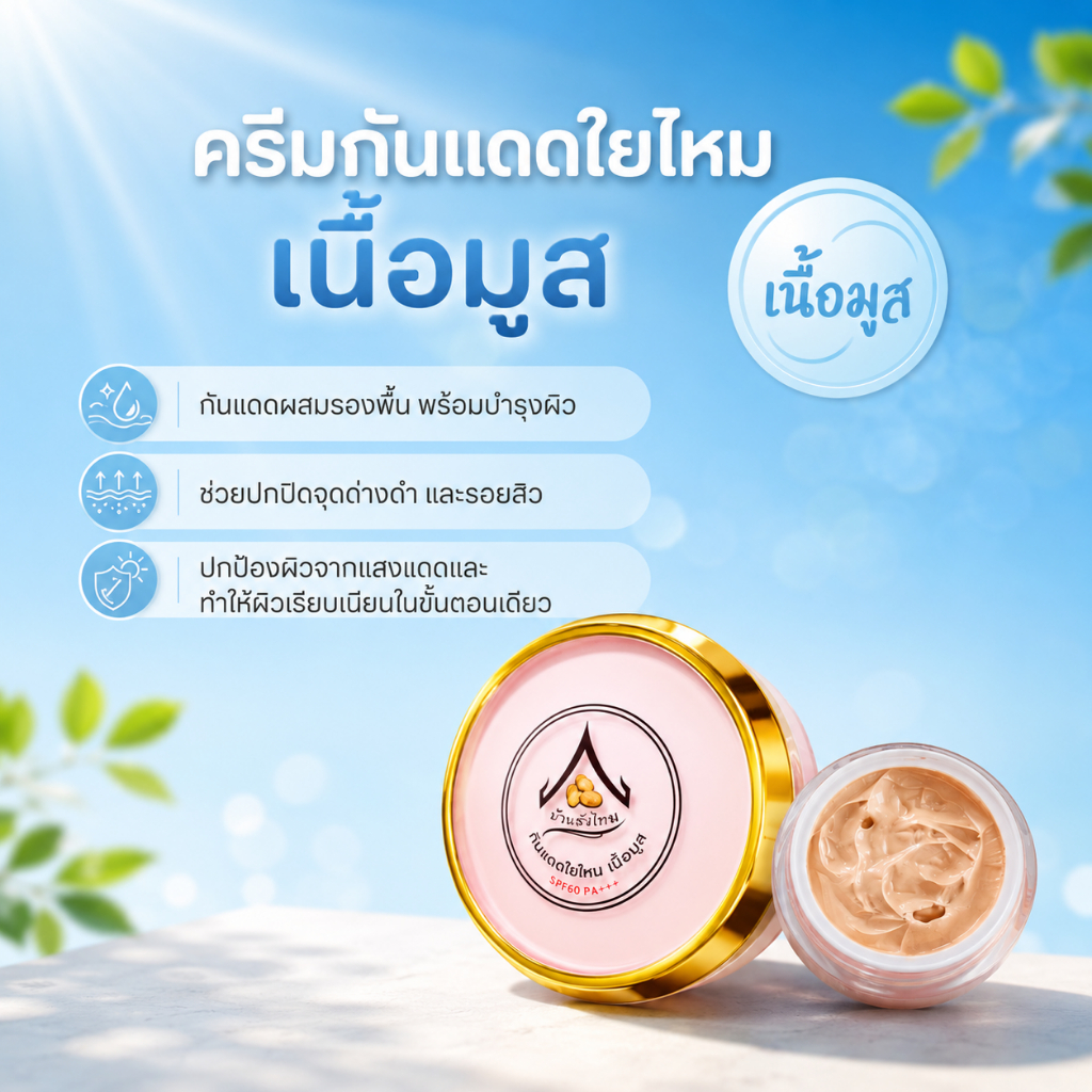 ครีมกันแดดใยไหมเนื้อมูส บ้านรังไหม
