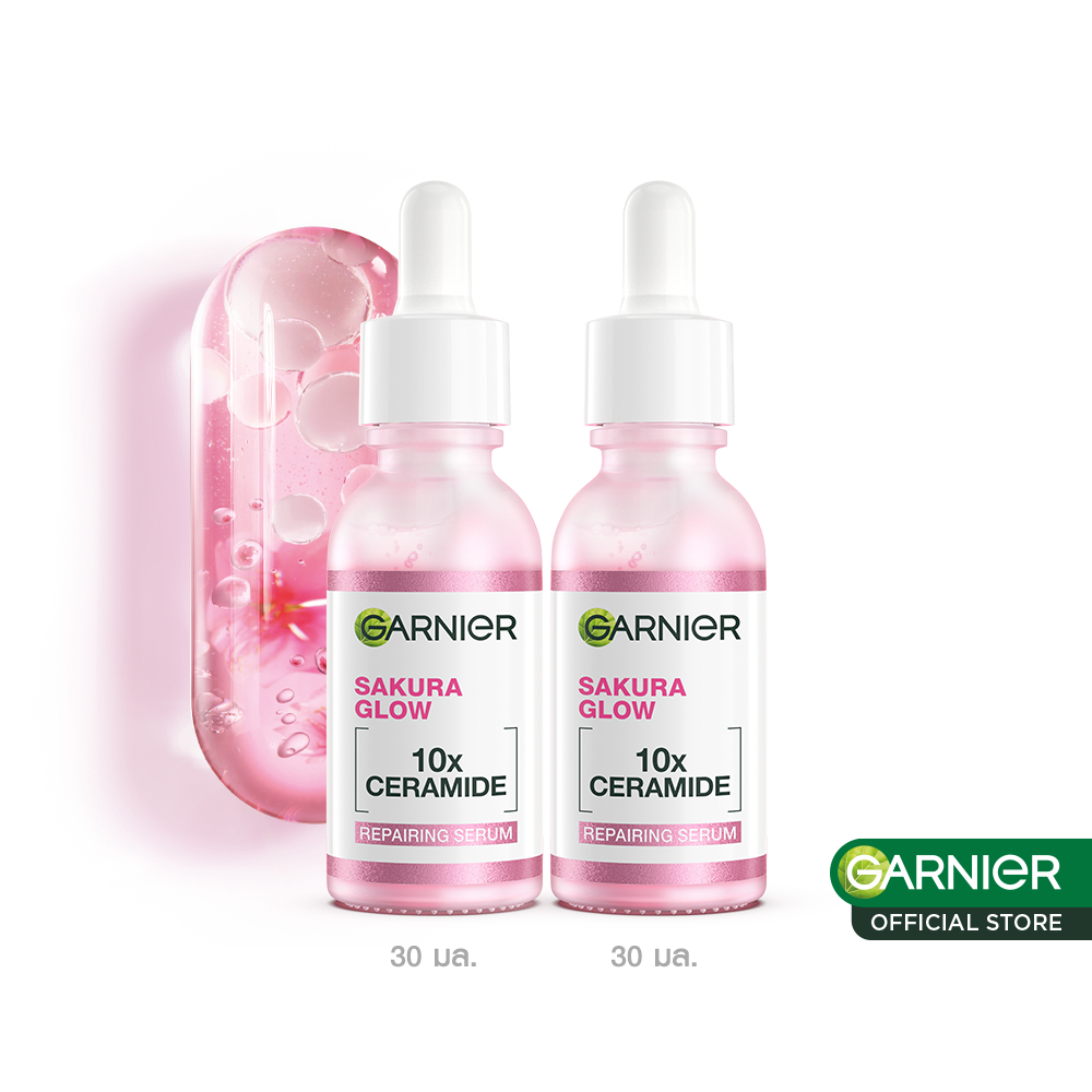 การ์นิเย่ ซากุระ โกลว์ ไฮยาลูรอน บูสเตอร์ เซรั่มไฮยา 30มล แพ็ค2 GARNIER SAKURA GLOW HYALURON SERUM 30ML X2 เซรั่มหน้าใส