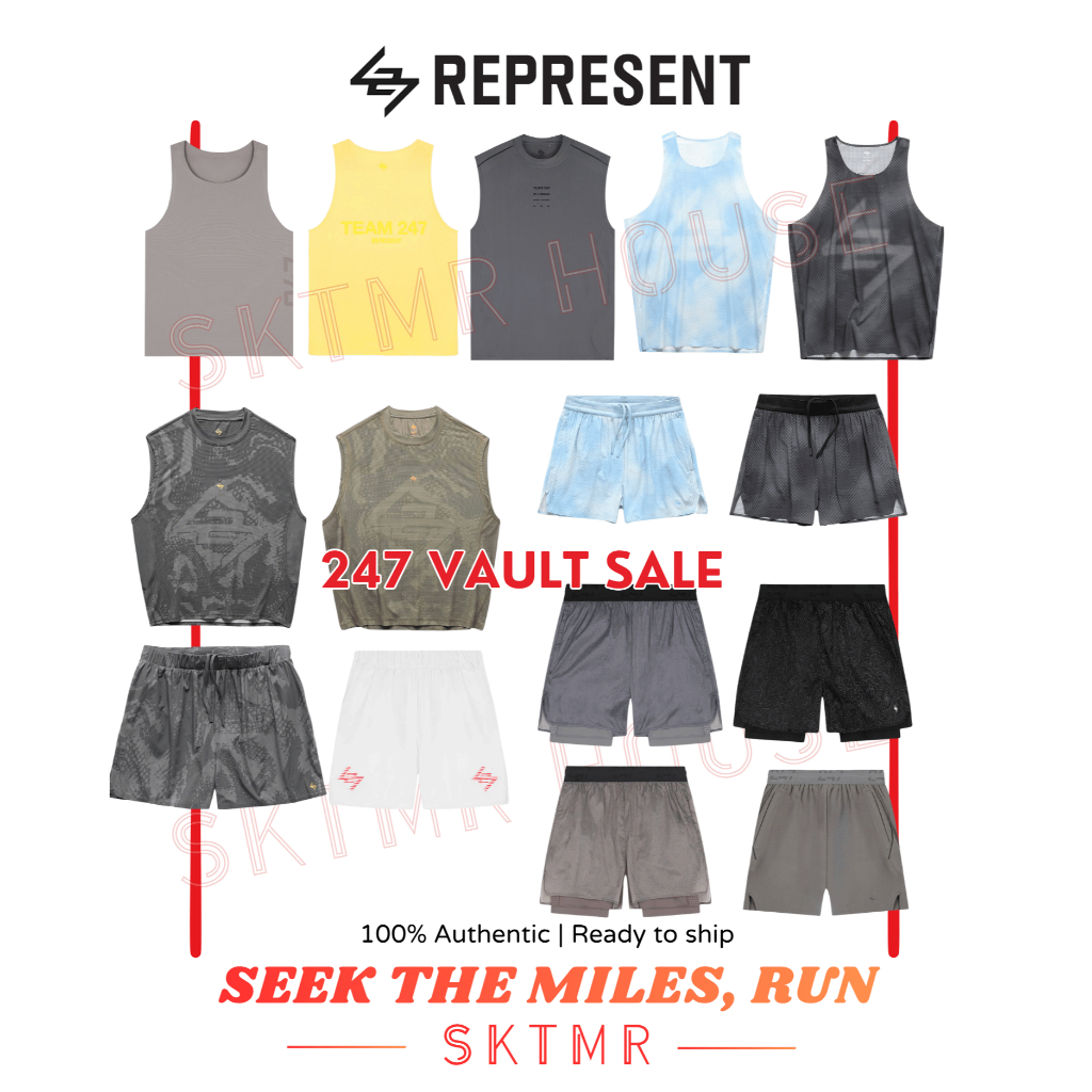 [พร้อมส่ง/ส่งด่วน] 247 Represent Vault Sale Singlet | Half Tight | Trail Shorts | 2-in-1 Run Shorts