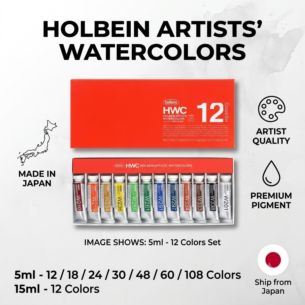 Holbein Transparent Watercolor Paint Set - Various Sizes and Color Options