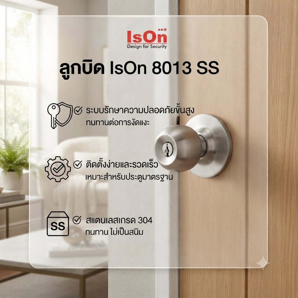 ISON 8013SS , 8013SS/BK ลูกบิดประตู กลอนประตู ล็อคประตู