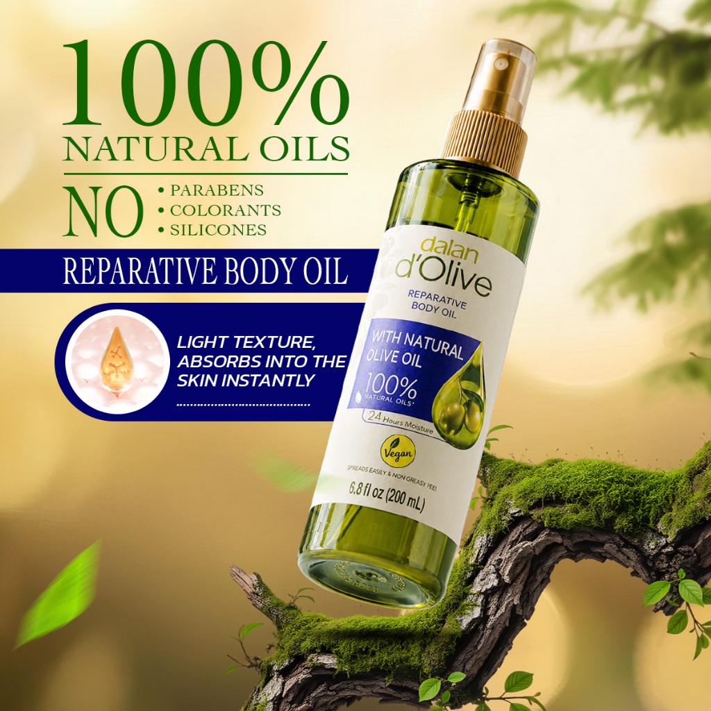 DALAN D'OLIVE BODY OIL 200 ML บอดี้ออยล์บำรุงผิวสูตรน้ำมันมะกอก ขนาด 200 มล.