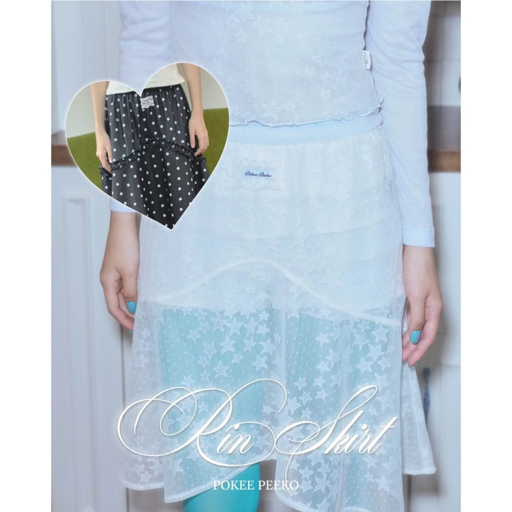POKEE RIN SKIRT กระโปรงลายจุดดอกไม้