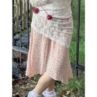 POKEE RIN SKIRT กระโปรงลายจุดดอกไม้