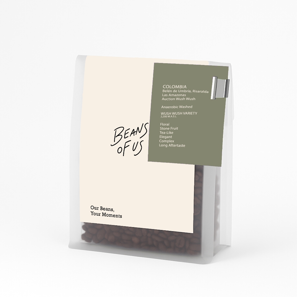 เมล็ดกาแฟคั่ว Beans of us COLOMBIA Risaralda Las Amazonas Wush Wush(A.Washed) เมล็ดกาแฟนอก กาแฟดริป Specialty 100g.