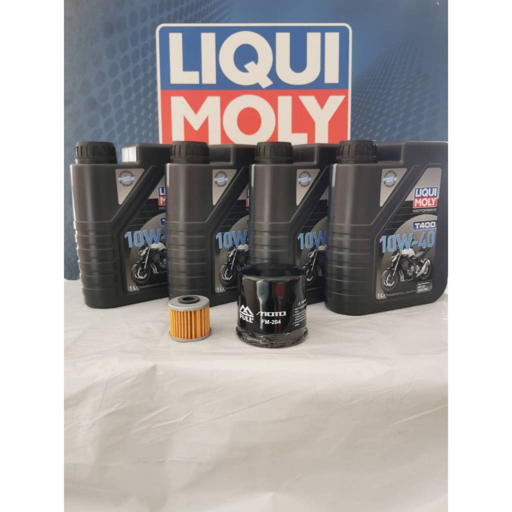 ชุดถ่ายน้ำมันเครื่องLIQUI MOLY(T400) 10W-40 4 ลิตร ฟรี กรองน้ำมันเครื่อง FM-204 & FR-117 สำหรับ HOND