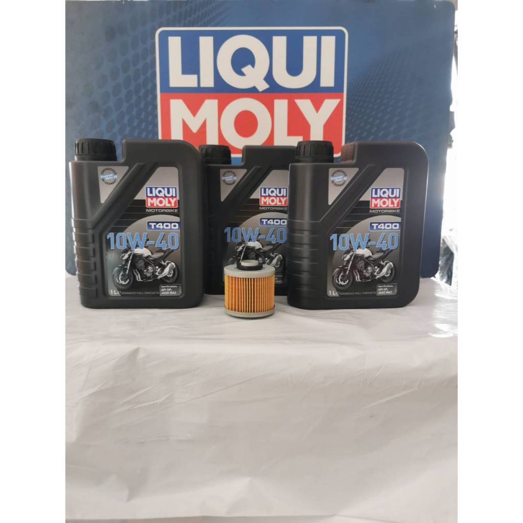 ชุดถ่ายน้ำมันเครื่อง LIQUI MOYL (T400) 10W-40 3 ลิตร ฟรีกรองน้ำมันเครื่อง SR400 SR500