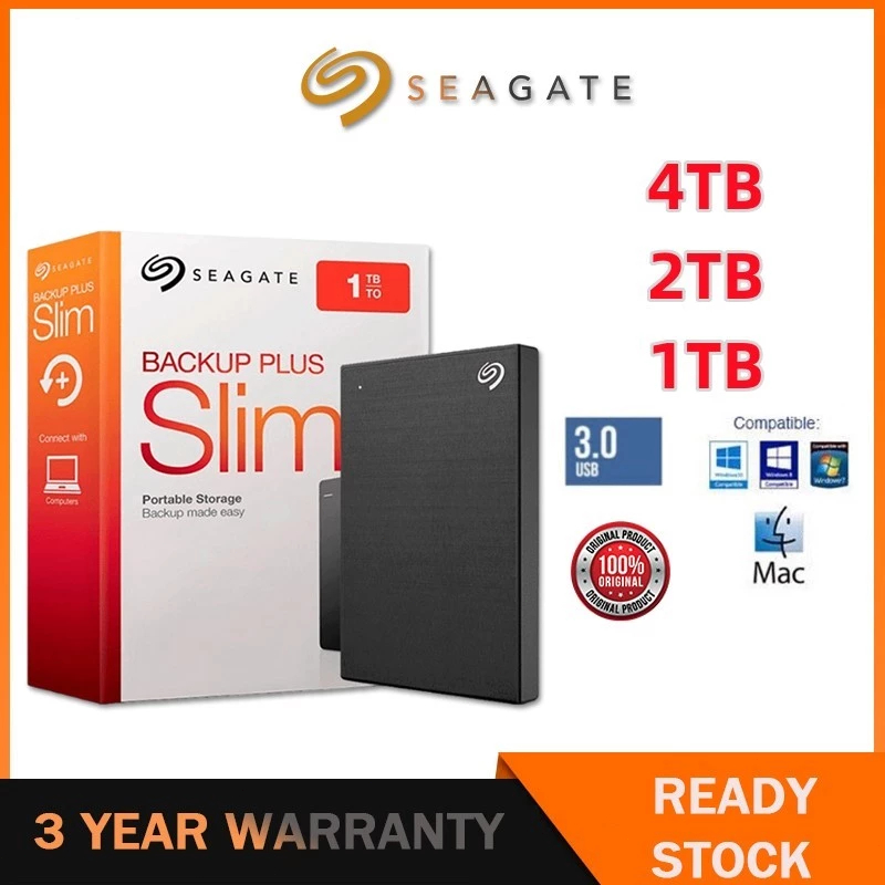 【จัดส่งในพื้นที่】Seagate 1TB/2TB External Hard Disk ฮาร์ดดิสพกพา USB3.0 2.5" ฮาร์ดดิสก์ความเร็วสูง รับประกัน 3 ปี