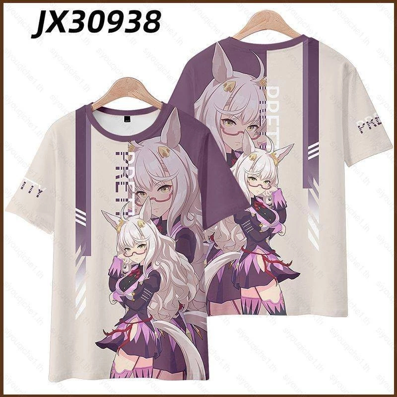 Yb Uma Musume Pretty Derby Biwa Hayahide คอสเพลย์ผ้า 3D ฤดูร้อนเสื้อยืดอะนิเมะแขนสั้นด้านบน XS-6XL