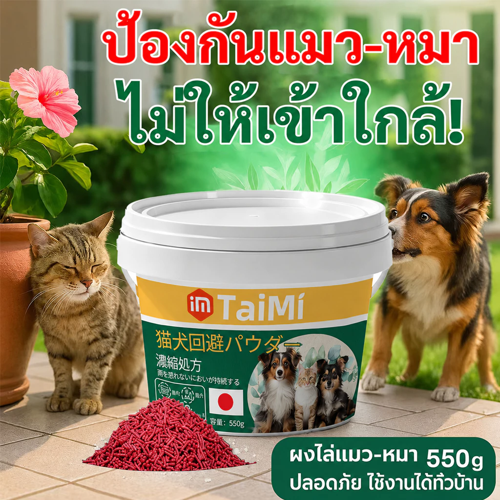 🐶🐱ผงไล่แมวไล่หมา 550g สูตรธรรมชาติ ไล่สุนัข–แมวได้ผลจริง ป้องกันฉี่ เลอะหน้าบ้าน สวน ระเบียง ปลอดภัยต่อคนและสัตว์เลี้ยง