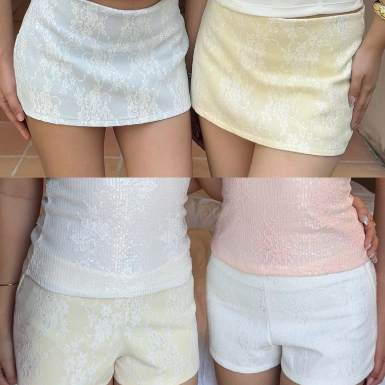 hangover lace skirt/shorts by Duex Studio (XS-2XL) กระโปรง/กางเกงลูกไม้เอวต่ำสุดแซ่บ ทรงที่ใส่แล้วหุ่นดีที่สุด