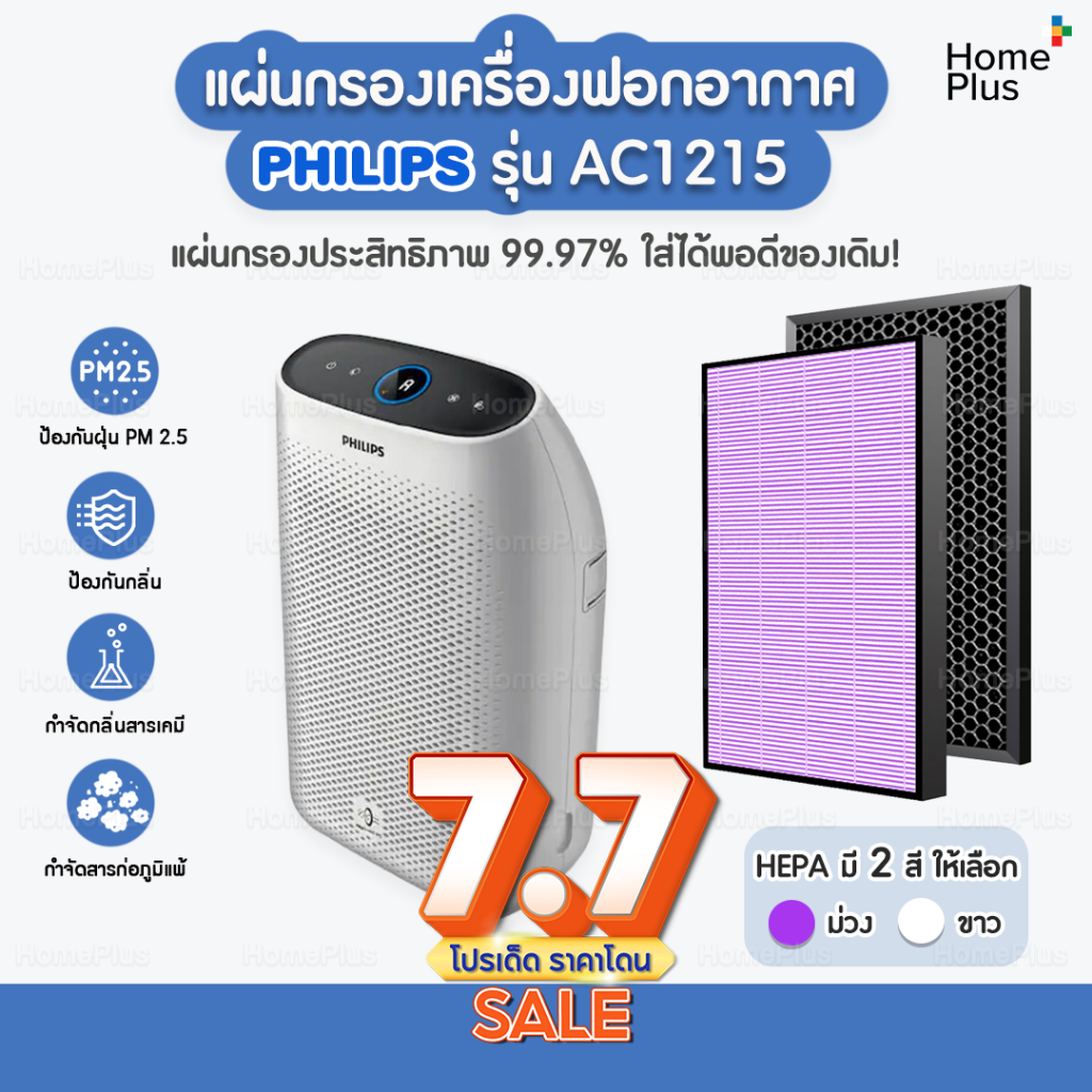แผ่นกรอง เครื่องฟอกอากาศ Philips รุ่น AC1215 กรองอากาศ FY1410/20 กรองกลิ่น FY1413/20 ประสิทธิภาพ 99.97% ใส่พอดีของเดิม