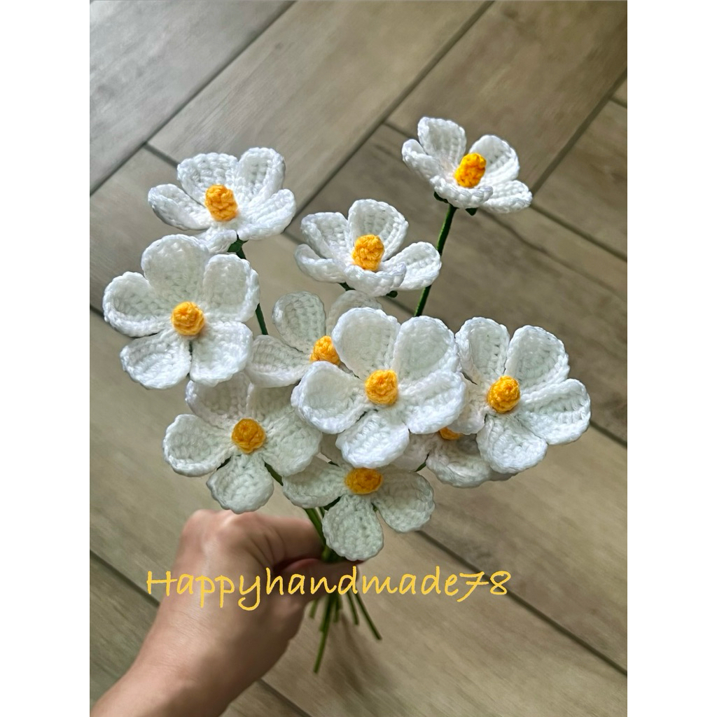 ดอกแอฟริกันไวโอเล็ตสีขาว White African Violet ดอกไม้ไหมพรม สำหรับจัดแจกัน ช่อดอกไม้