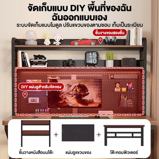COREY โต๊ะเกม โต๊ะคอมพิวเตอร์มัลติฟังก์ชั่ Pegboard DIY มั่นคงขาเหล็กสไตล์โมเดิร์นลมชั้นวางของหลายชั้น