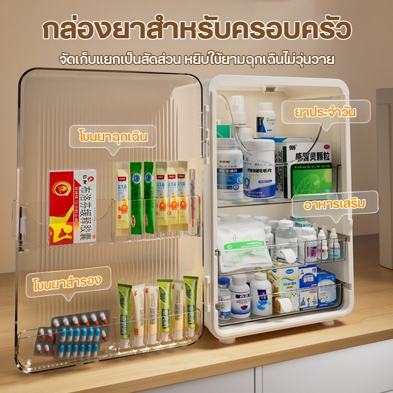 【คุณภาพดี】กล่องยาอเนกประสงค์ แบบลิ้นชัก ความจุขนาดใหญ่ กล่องเก็บของโปร่งใส ขนาดใหญ่ เหมาะสำหรับใช้ในครอบครัว เก็บยาได้