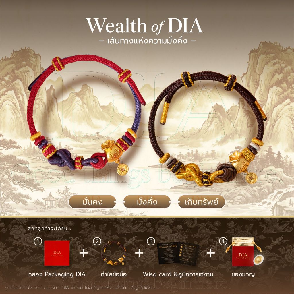 Wealth of DIA - กำไลข้อมือเชือกถัก เส้นทางแห่งความมั่งคั่ง (พร้อมของขวัญ)