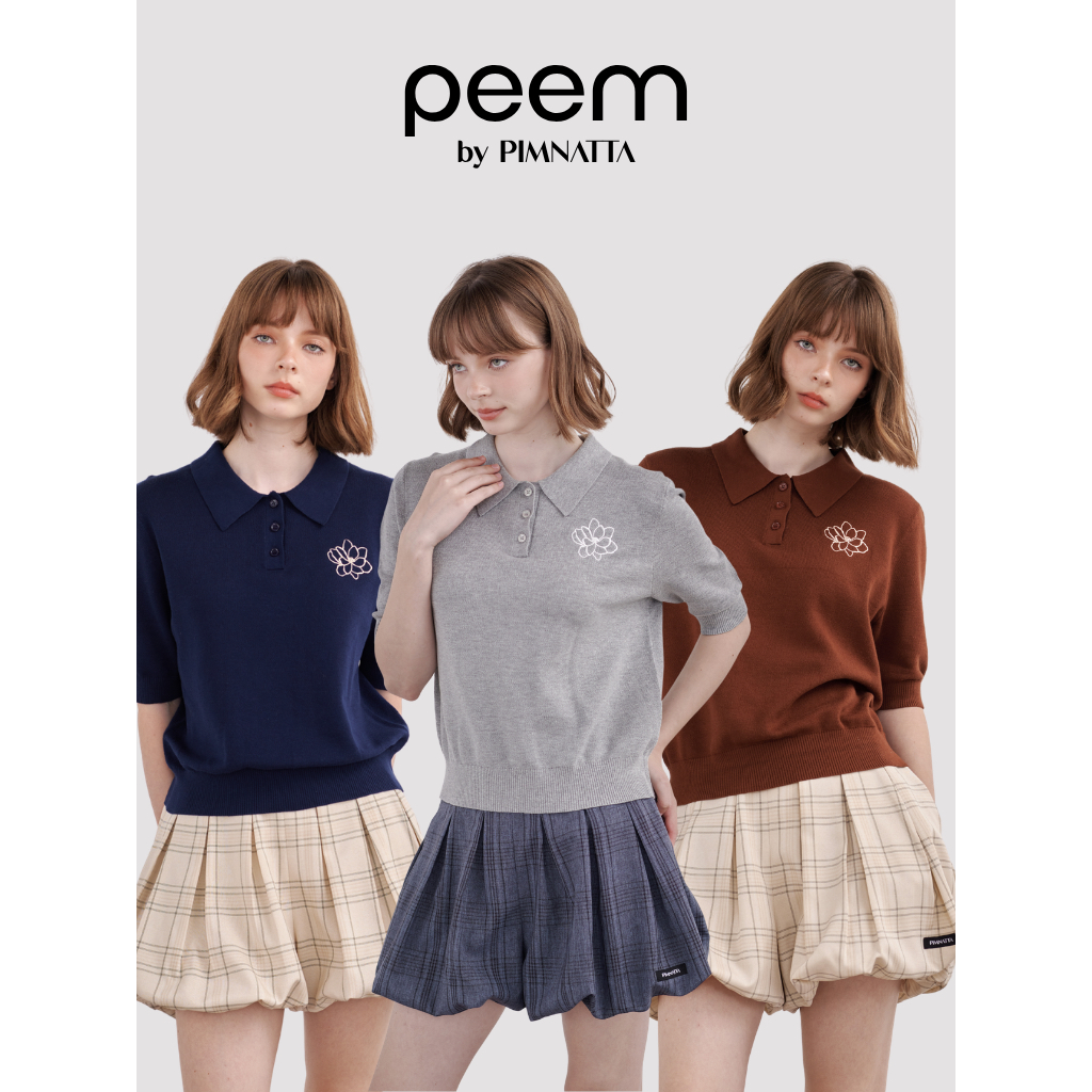 peem by pimnatta | Seren Top เสื้อผู้หญิง เสื้อไหมพรม ปักลายดอกไม้ เนื้อผ้าไม่คัน ใส่เที่ยว มินิมอล