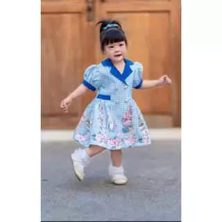 ชุดคู่แม่ลูกสีฟ้า ชุดเดรสเทเลอร์