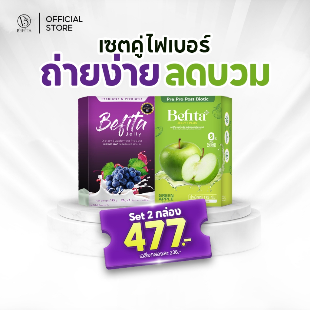 Befita Jelly / Befita Plus [เจลลี่ พีชอีทแหลก เบฟิตต้า ไฟเบอร์ ] ม่วงช่วยปรับการขับถ่าย เขียวลดบวม