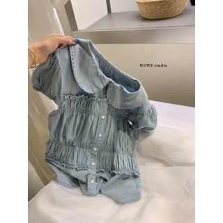📍พร้อมส่ง📍9952 เสื้อคอบัวแขนสั้น งานกระดุมหน้า เนื้อผ้าดี ทรงสวย TAG:WG.WE🇰🇷