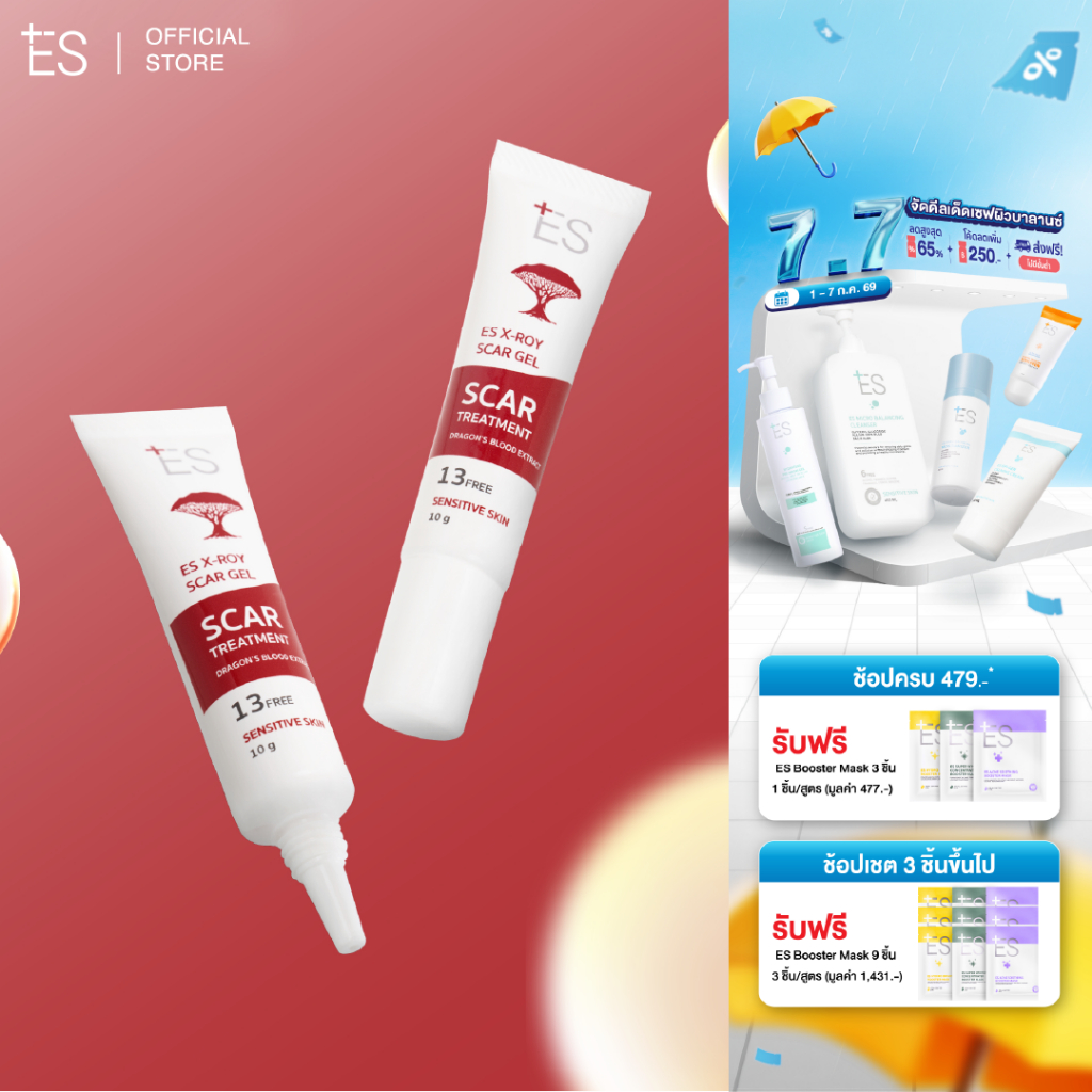 [แพ็กคู่สุดคุ้ม] ES X-roy Scar Gel 10g เจลลดรอยสิว รอยแดง รอยดำ รอยแผลเป็นจากสิว
