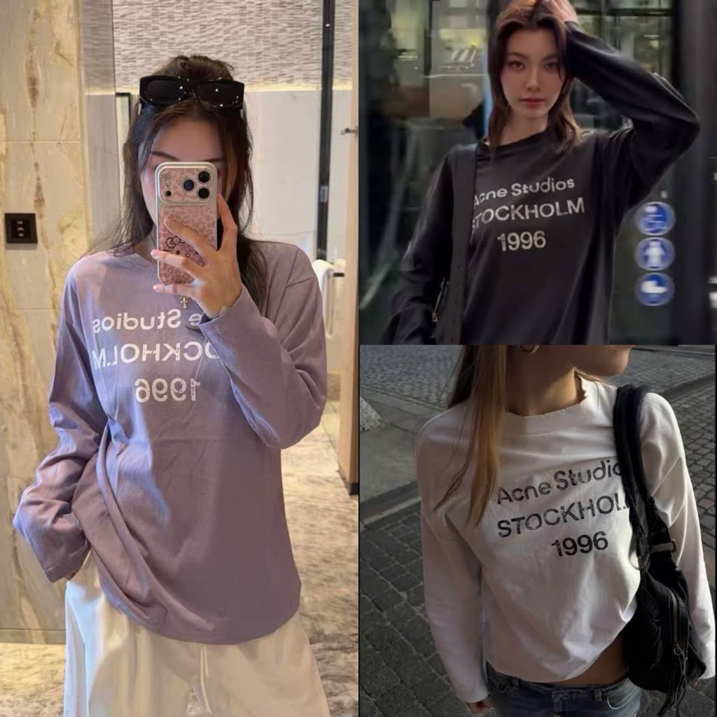 "Ac long stave " เสื้อยืดแขนยาวแบรนด์ดัง ดีเทลสกรีนลายอักษรที่อก ดาราใส่เยอะมากกคอลใหม่ผ้าใหม่ผ้าสลาฟ