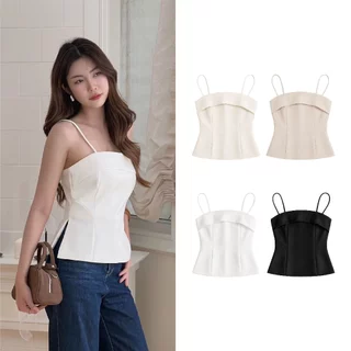 TOPBASIX - Curve top เสื้อสายเดี่ยวผูกโบว์หลัง