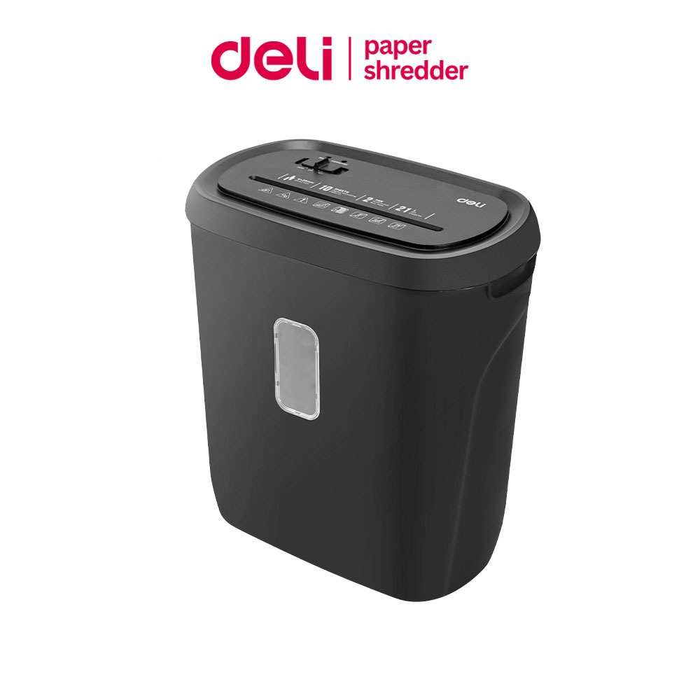 Deli เครื่องทำลายเอกสาร 21L เครื่องย่อยกระดาษ A4 10แผ่น/ครั้ง ย่อยละเอียด4x36มม. Paper Shredder