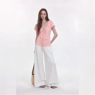 เสื้อยืดสีขาวผู้หญิง/แขนสั้นรอบคอ สําหรับผู้หญิง（ขาว ดำ น้ำเงิน ชมพู）40-80KG