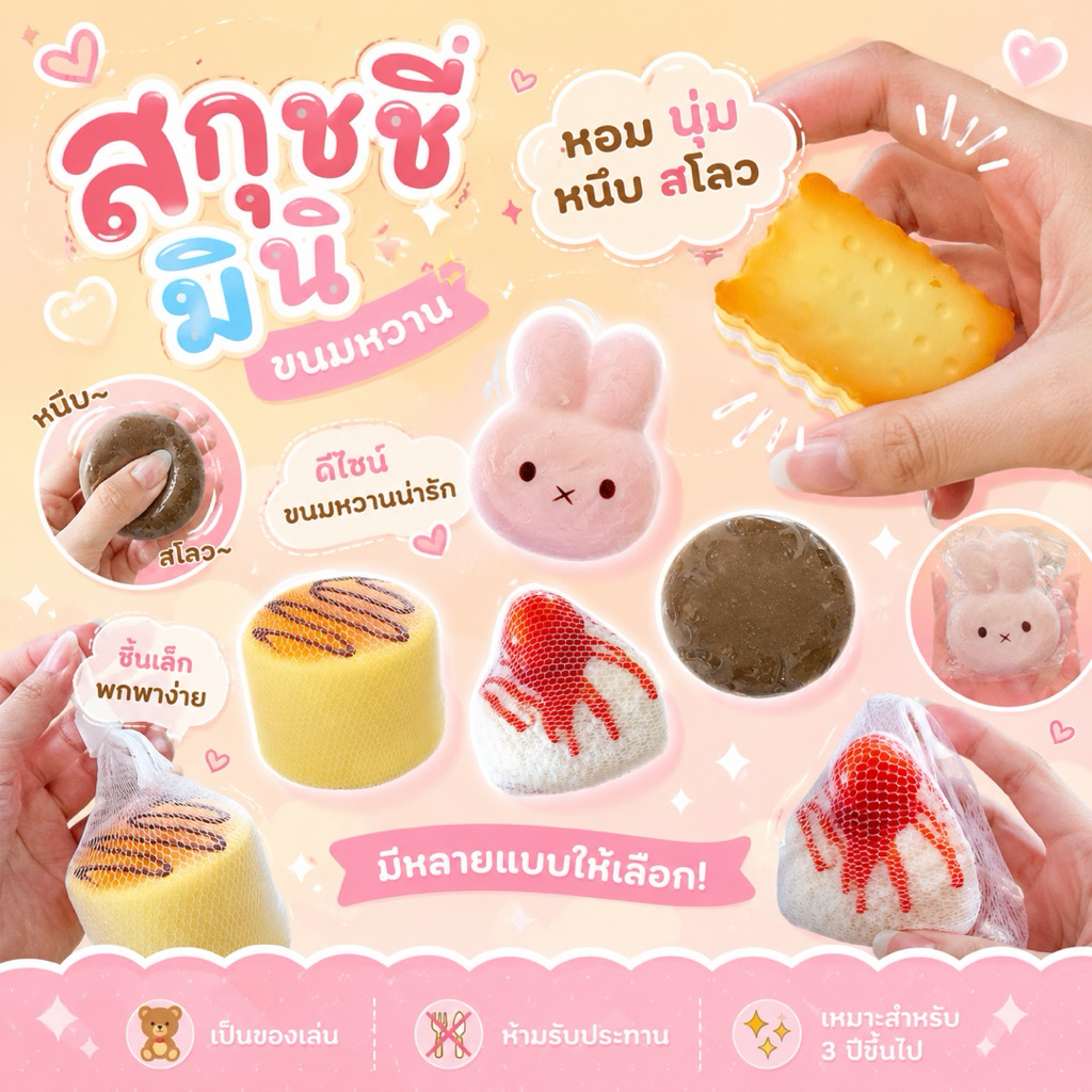 พร้อมส่งด่วน🚀 Mini Dessert Squishy 🍰 สกุชชี่ไซส์มินิ ขนมหวานจิ๋ว 🍫🍪 พกง่าย หอม นุ่ม หนึบ สโลว ของเล่นคลายเครียด