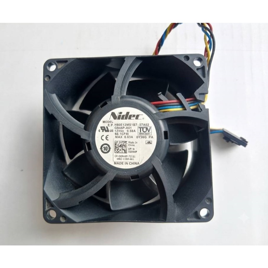 พัดลม 80mm ยี่ห้อ Nidec รุ่น H80E12MS1B7-57A02 DC12V 0.63A หัว 5 pin 4 wire