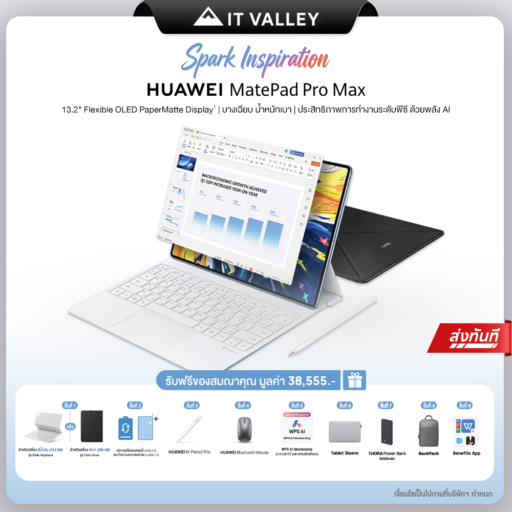 HUAWEI MatePad Pro Max แท็บเล็ตจอ OLED PaperMatte ขนาด 13.2 | WPS Office ระดับ PC