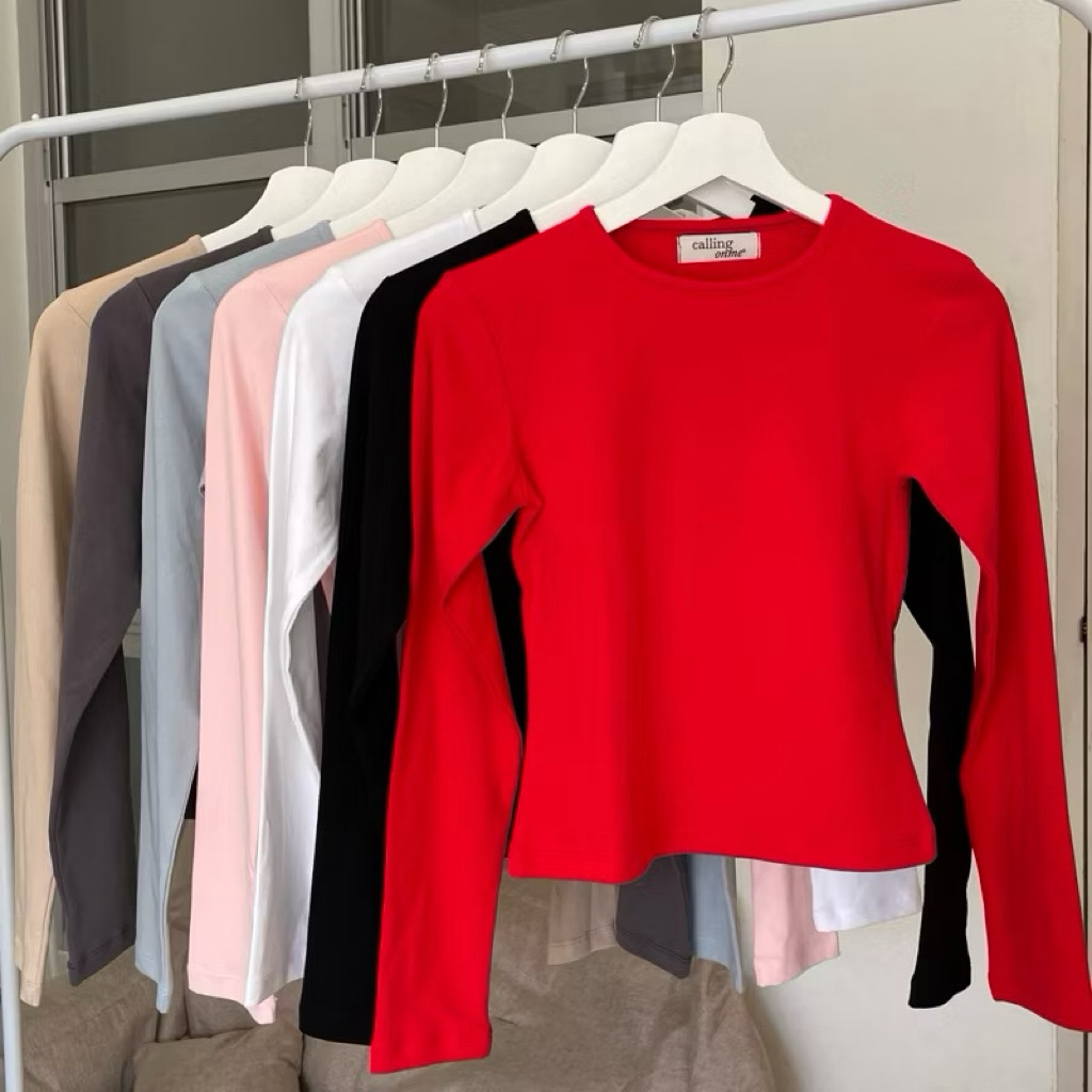 calling-long sleeve top เสื้อแขนยาว ผ้ายืดทรงเข้ารูป ผ้านุ่มสบาย-ส่งต่อ ยังไม่เคยใส่