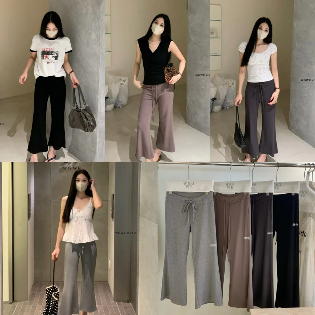 📍พร้อมส่ง📍10337# กางเกง มีเชือกรูดช่วงเอว เนื้อผ้ายืดอย่างดีงานสวย TAG:WG.WE 🇰🇷
