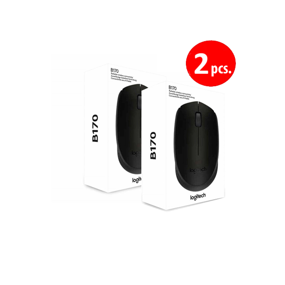 เมาส์ไร้สาย ขนาดเล็กพกพา Logitech Wireless Mouse B170 (Black) 2 กล่อง