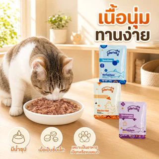 Plendy อาหารเปียกแมว 60g กลูเตนฟรี เนื้อแท้35% ขนมแมวเปียก ทูน่า ไก่ ฟักทอง เสริมทอรีน แมวกินดี
