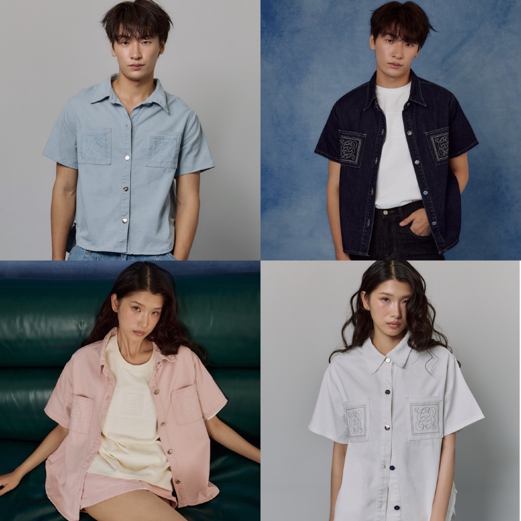 CHUUCHOP - Auburn Denim Shirt เสื้อเชิ้ตเดนิมทรงคลาสสิก ผ้าเดนิมอยู่ทรงสวย ใส่สบาย ใส่ได้ทุกโอกาส (C8609)