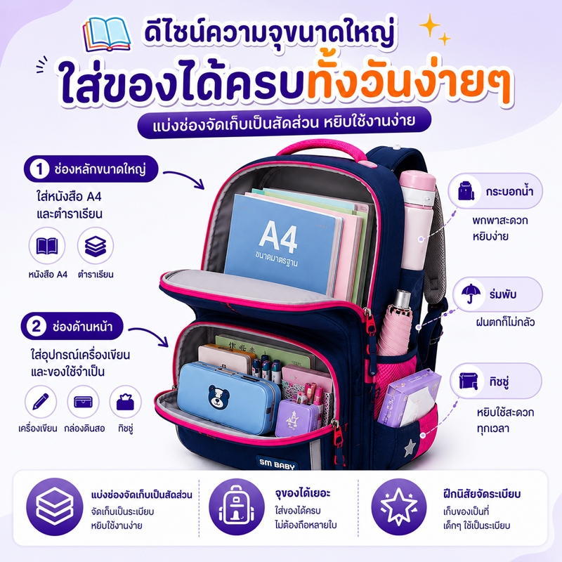 2026 แฟชั่นกระเป๋านักเรียนสำหรับเด็กเด็ก Unisex รูปที่ 7