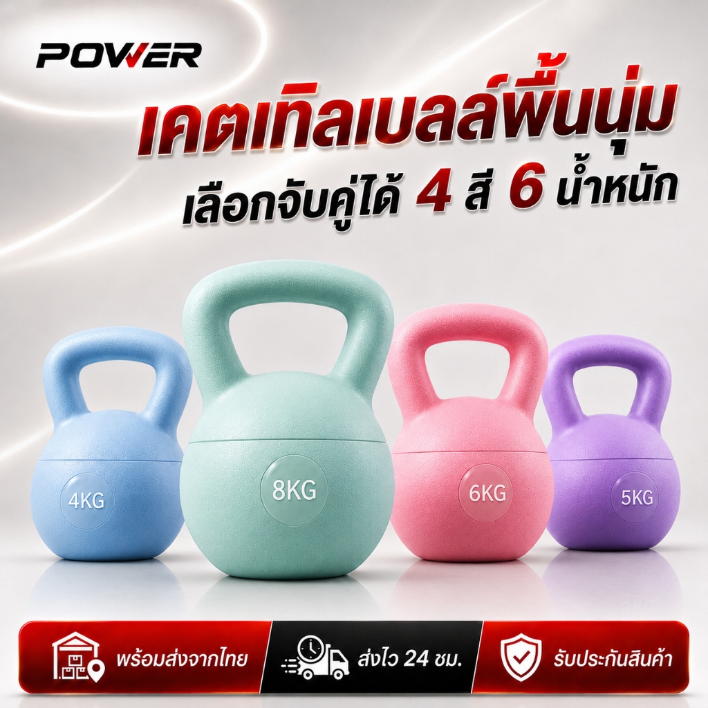 Kettlebell ที่อ่อนนุ่ม วัสดุพีวีซีที่ปลอดภัย 2-10 กก. เหมาะสำหรับการฝึกความแข็งแรง ไม่ทำร้ายพื้น +การออกแบบที่เงียบ