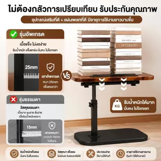 โต๊ะข้างเตียง ปรับระดับได้ หมุนได้ 360° โครงเหล็ก ใช้วางโน้ตบุ๊ก สำหรับห้องนอนและห้องนั่งเล่น