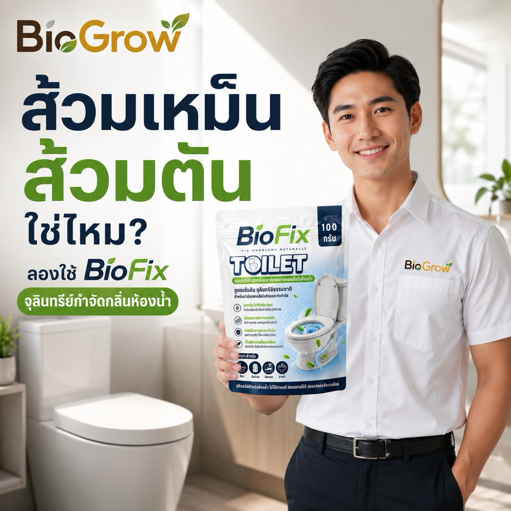 BioFix 100 กรัม จุลินทรีย์ห้องน้ำ จุลินทรีย์ส้วม แก้ปัญหาส้วมเหม็น ส้วมตัน ส้วมกดไม่ลง กลิ่นตีขึ้น