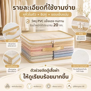 ซื้อ1แถม1 ถุงใส่เสื้อผ้า วัสดุPVCใส เก็บเสื้อผ้า ผ้านวม ผ้าห่ม มีซิป กันน้ำ กันฝุ่น หนาพิเศษ พับเก็บได้ ประหยัดพื้นที่