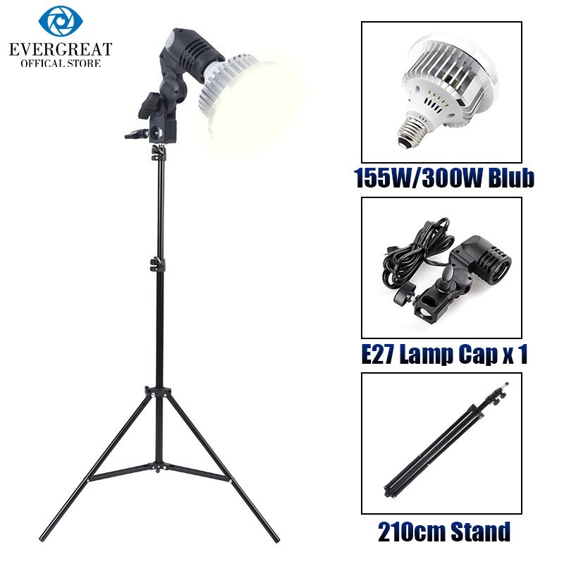 หลอดไฟ E27 300W 3000-6000K พร้อมขาตั้ง 210 ซม. 3 สี สําหรับถ่ายภาพ วิดีโอ สตูดิโอ led light photogra